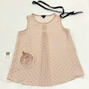 Ann Taylor Blouse XS Petite Polka Dots and Blush